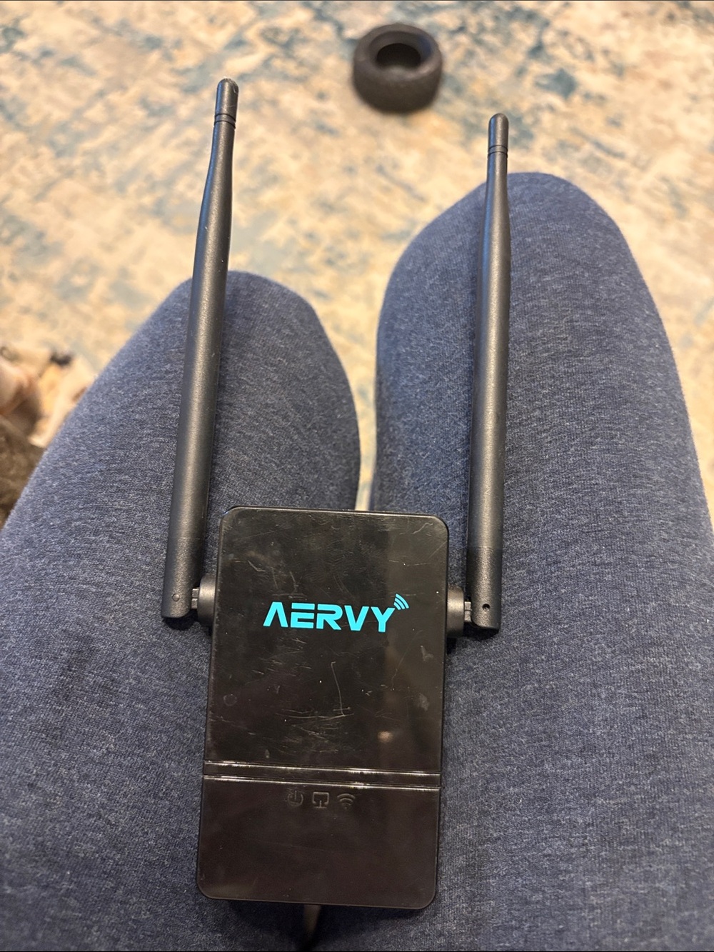 Aervy Black Dual‑Antenna Wi‑Fi Signal Booster